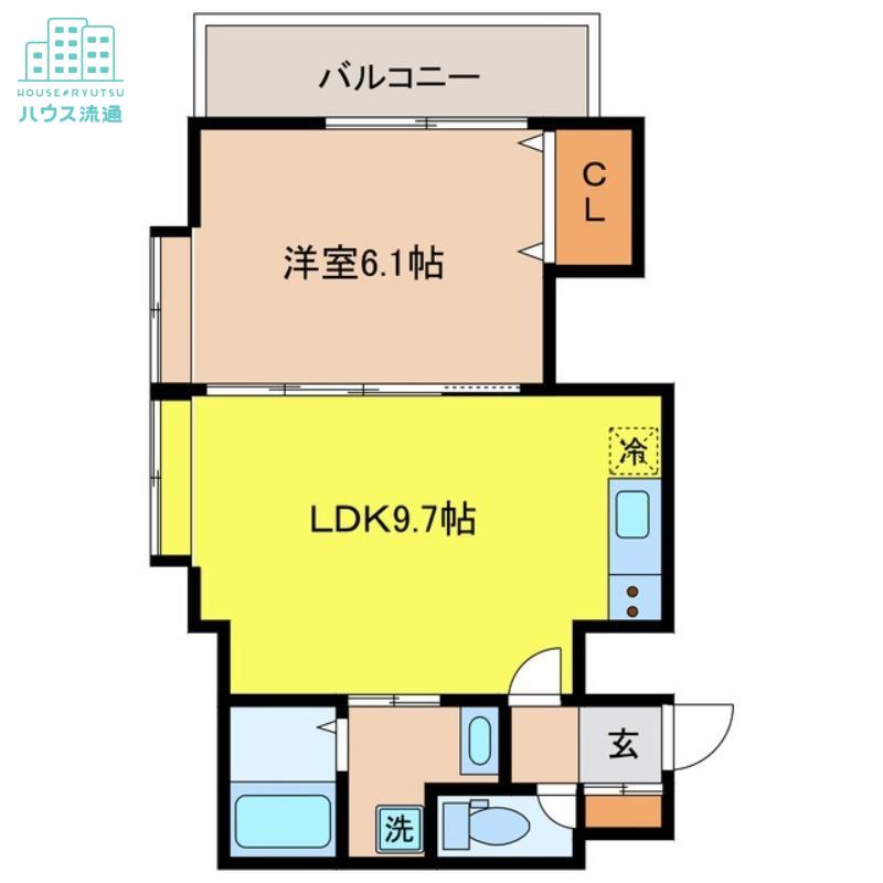 NSK出島マンション(1LDK/5階)の間取り写真