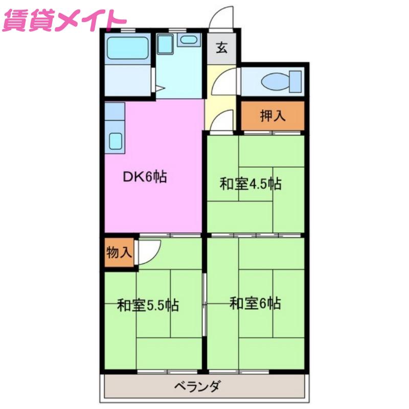 トーカイハイツ(3DK/2階)の間取り写真
