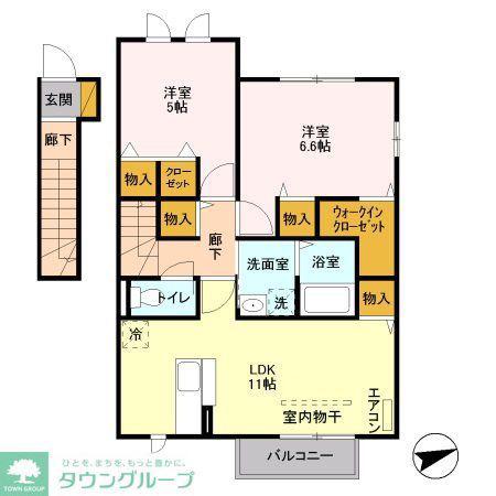 SAKURA HILLS D(2LDK/2階)の間取り写真