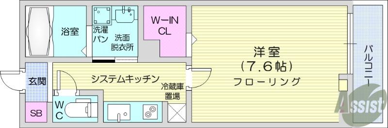 クラールⅡ(1K/1階)の間取り写真
