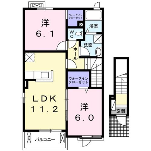 菊水II(2LDK/2階)の間取り写真