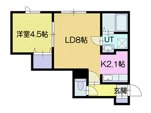RITORNO(1LDK/2階)の間取り写真
