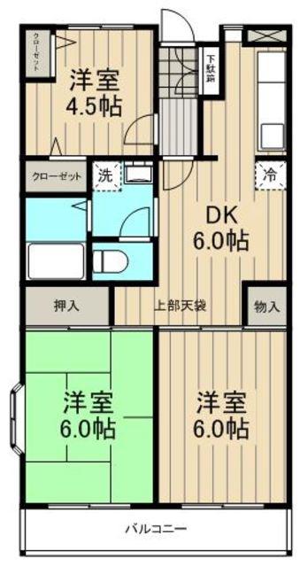 クレールメゾンNAKA(3DK/1階)の間取り写真