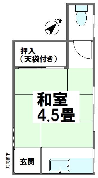 池田荘(ワンルーム/2階)の間取り写真