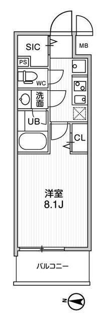 ルーツ菊川(1K/3階)の間取り写真