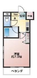 アポテッケン鳴尾(1K/3階)の間取り写真