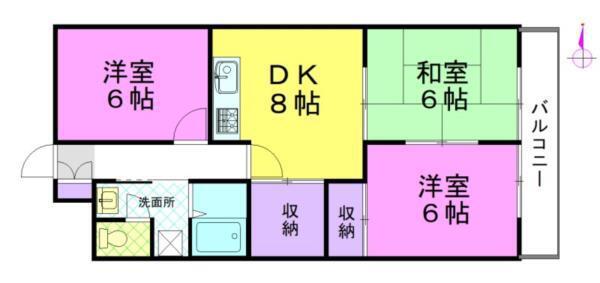 館野コーポ(3DK/4階)の間取り写真