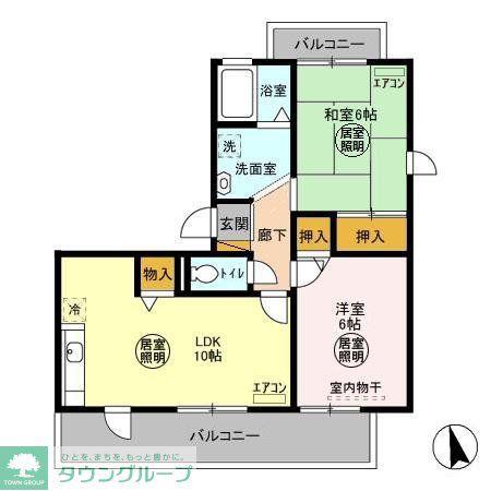 トリニシティ壱番館(2LDK/3階)の間取り写真