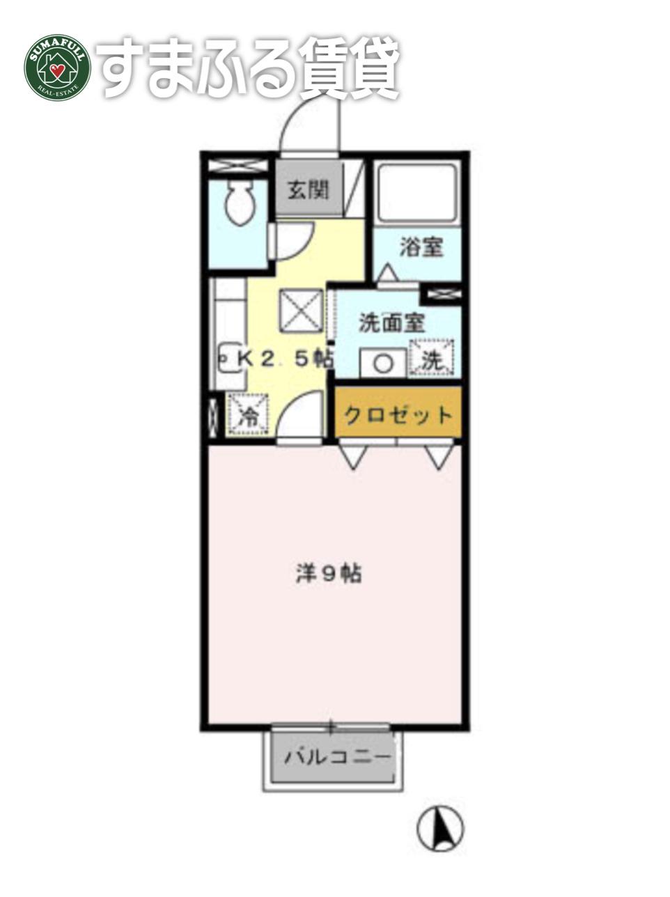 ロータス(1K/1階)の間取り写真