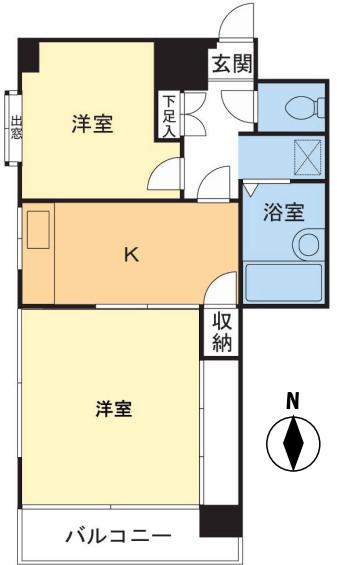サントピヤマンション(2K/3階)の間取り写真