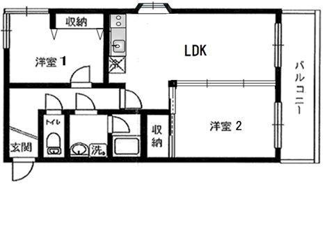 コスモリード横浜反町(2LDK/3階)の間取り写真