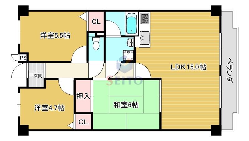リヴェール緑地(3LDK/2階)の間取り写真