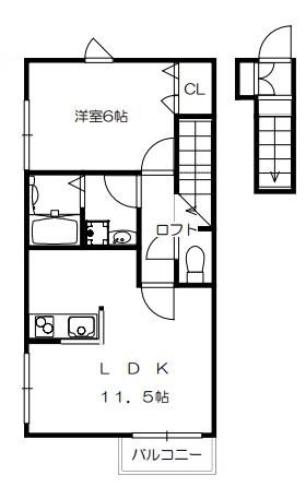 リラ石川台(1LDK/2階)の間取り写真