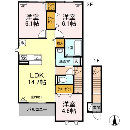 ブランジュール(3LDK/2階)の間取り写真