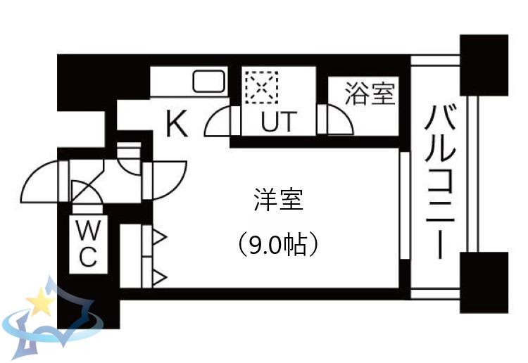 ラトゥール(1K/2階)の間取り写真