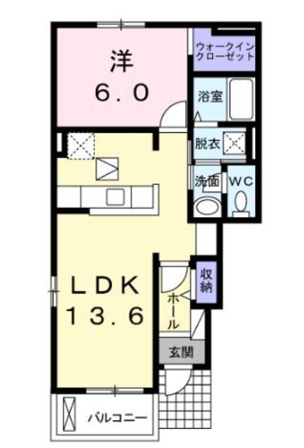 グリシーヌヒルA(1LDK/1階)の間取り写真