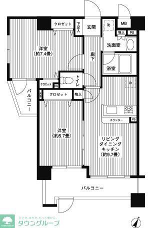 アゼリアヒルハイツ(2LDK/1階)の間取り写真