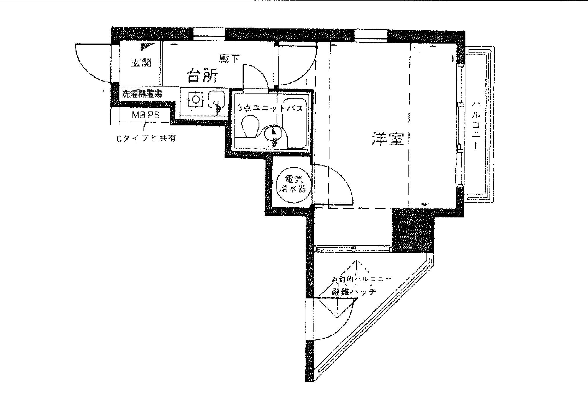 ライオンズマンション西五反田第2(1K/2階)の間取り写真