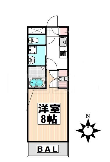 シティライフ今池(1K/8階)の間取り写真