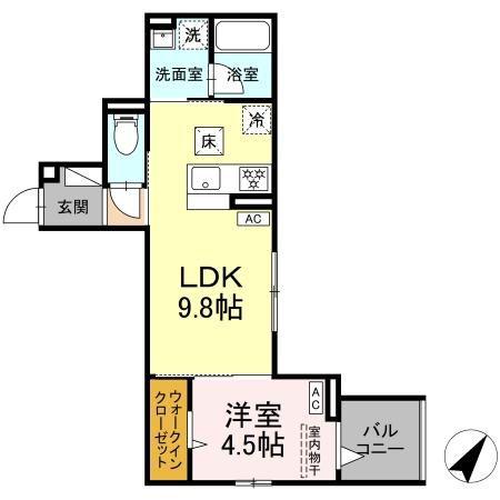 セレスティア綾瀬(1LDK/1階)の間取り写真