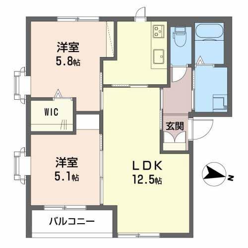 ハイツ渋川(2LDK/1階)の間取り写真