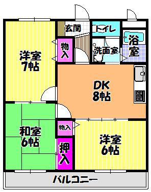 SHELLEY´S金剛(3DK/3階)の間取り写真