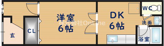 ハイツ石村(1DK/1階)の間取り写真