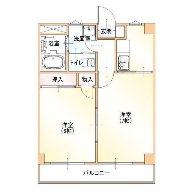 ハイツ許山(2K/2階)の間取り写真