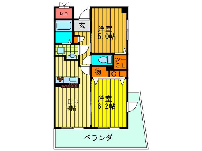 ティンカーベル(2DK/5階)の間取り写真