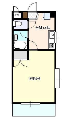 シャトレ城ケ丘(1K/3階)の間取り写真