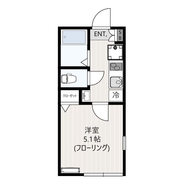 西風と青空のエルレ(1K/2階)の間取り写真