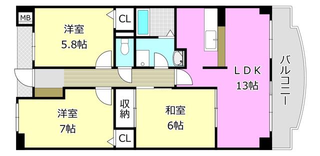 グランアルシェ(3LDK/3階)の間取り写真
