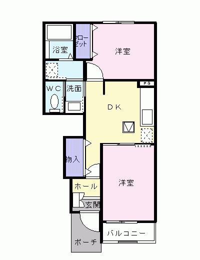 リバーサイド北斗(2DK/1階)の間取り写真