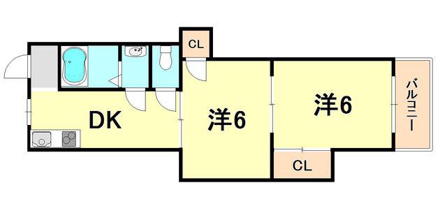 熊野マンション(2DK/1階)の間取り写真
