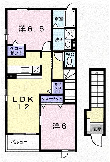 ベル アンジュI(2LDK/2階)の間取り写真