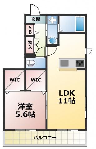 LAZO新深江(1LDK/3階)の間取り写真