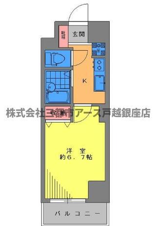 メインステージ西新宿(1K/11階)の間取り写真
