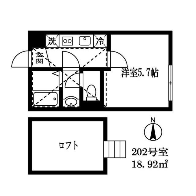 ブリーズ学芸大(1K/2階)の間取り写真