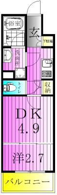 GENOVIA竹ノ塚(1DK/3階)の間取り写真