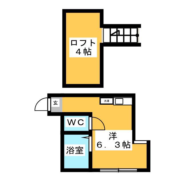 ヒルズ殿町(ワンルーム/2階)の間取り写真