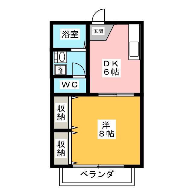 ウッダレート曲金(1DK/1階)の間取り写真