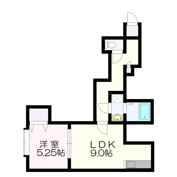ラ・プリマヴェーラ厚別西I(1LDK/2階)の間取り写真