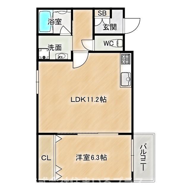 RIHITO鶴見(1LDK/1階)の間取り写真
