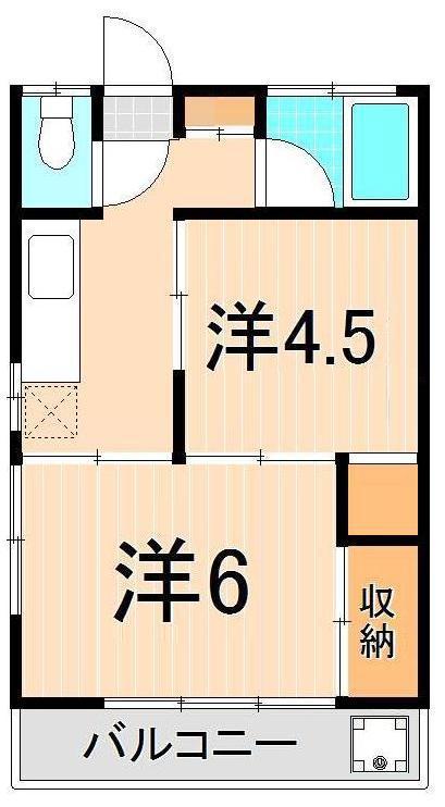 小倉コーポ(2K/3階)の間取り写真