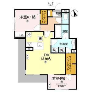 メゾンルル赤川(2LDK/1階)の間取り写真