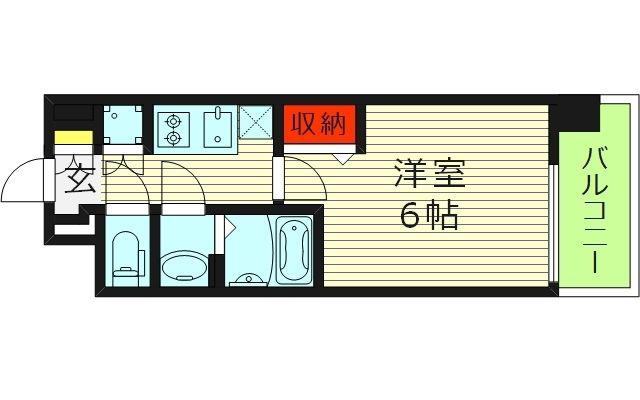 レジュールアッシュ都島ブリーゼ(1K/5階)の間取り写真