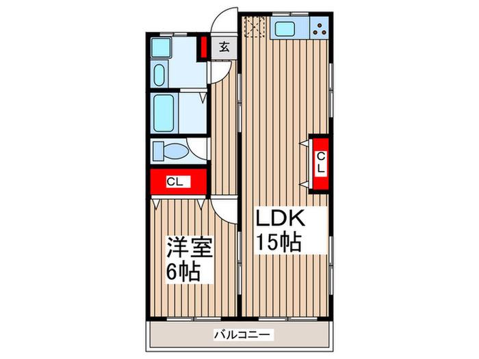 サンセール ロジュマン(1LDK/2階)の間取り写真