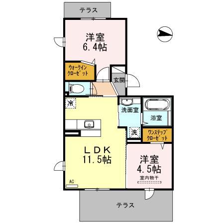 ファミリア金剛(2LDK/1階)の間取り写真