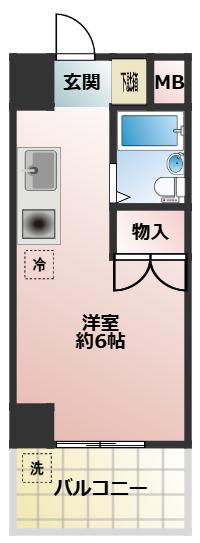 和貢ハイム(ワンルーム/4階)の間取り写真