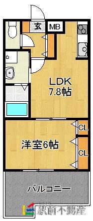 レジディア博多II(1LDK/14階)の間取り写真